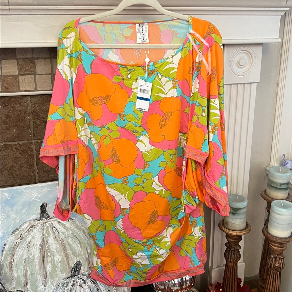 NWT Trina Turk Playa De Flor Tunic Swimsuit Cover-up XL